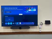 Room 205: 4K LED TV with Logitech Rally Bar for hybrid meetings (built-in camera and microphone)